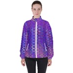 Boho Purple Floral Print Women s High Neck Windbreaker