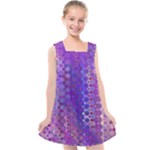 Boho Purple Floral Print Kids  Cross Back Dress