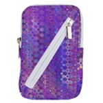 Boho Purple Floral Print Belt Pouch Bag (Small)