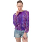 Boho Purple Floral Print Banded Bottom Chiffon Top