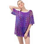 Boho Purple Floral Print Oversized Chiffon Top