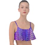Boho Purple Floral Print Frill Bikini Top