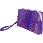 Boho Purple Floral Print Wristlet Pouch Bag (Small)