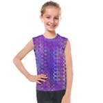 Boho Purple Floral Print Kids  Mesh Tank Top