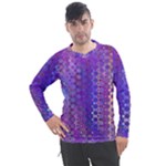 Boho Purple Floral Print Men s Pique Long Sleeve Tee