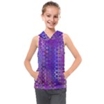 Boho Purple Floral Print Kids  Sleeveless Hoodie