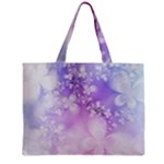 White Purple Floral Print Zipper Mini Tote Bag