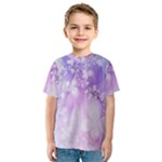 White Purple Floral Print Kids  Sport Mesh Tee