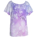 White Purple Floral Print Women s Oversized Tee