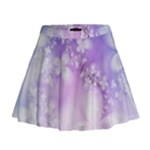 White Purple Floral Print Mini Flare Skirt
