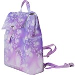White Purple Floral Print Buckle Everyday Backpack