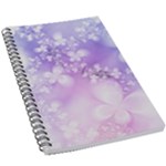 White Purple Floral Print 5.5  x 8.5  Notebook