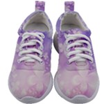 White Purple Floral Print Kids Athletic Shoes