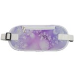 White Purple Floral Print Rounded Waist Pouch