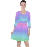 Pastel Rainbow Ombre Gradient Ruffle Dress