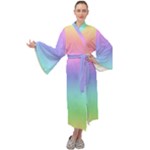 Pastel Rainbow Ombre Gradient Maxi Velour Kimono