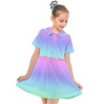 Pastel Rainbow Ombre Gradient Kids  Short Sleeve Shirt Dress