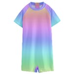 Pastel Rainbow Ombre Gradient Kids  Boyleg Half Suit Swimwear