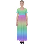 Pastel Rainbow Diamond Pattern High Waist Short Sleeve Maxi Dress