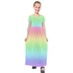 Pastel Rainbow Diamond Pattern Kids  Short Sleeve Maxi Dress
