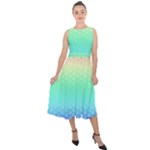 Rainbow Floral Ombre Print Midi Tie-Back Chiffon Dress