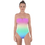 Rainbow Floral Ombre Print Tie Back One Piece Swimsuit