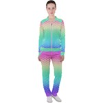 Rainbow Floral Ombre Print Casual Jacket and Pants Set