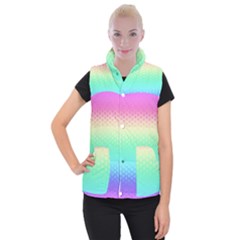 Rainbow Floral Ombre Print Women s Button Up Vest from ArtsNow.com