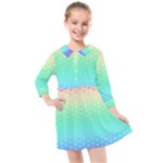 Rainbow Floral Ombre Print Kids  Quarter Sleeve Shirt Dress