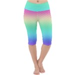 Rainbow Floral Ombre Print Lightweight Velour Cropped Yoga Leggings
