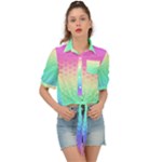 Rainbow Floral Ombre Print Tie Front Shirt 