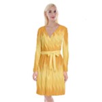 Gold Flame Ombre Long Sleeve Velvet Front Wrap Dress