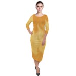 Gold Flame Ombre Quarter Sleeve Midi Velour Bodycon Dress