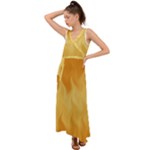 Gold Flame Ombre V-Neck Chiffon Maxi Dress