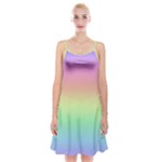 Pastel Rainbow Ombre Spaghetti Strap Velvet Dress