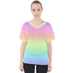 Pastel Rainbow Ombre V-Neck Dolman Drape Top