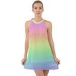 Pastel Rainbow Ombre Halter Tie Back Chiffon Dress