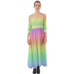 Pastel Rainbow Ombre Button Up Boho Maxi Dress
