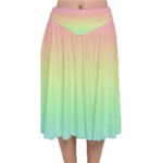 Pastel Rainbow Ombre Velvet Flared Midi Skirt