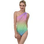 Pastel Rainbow Ombre To One Side Swimsuit