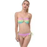 Pastel Rainbow Ombre Twist Bandeau Bikini Set