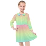Pastel Rainbow Ombre Kids  Quarter Sleeve Shirt Dress