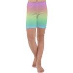 Pastel Rainbow Ombre Kids  Lightweight Velour Capri Yoga Leggings