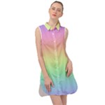Pastel Rainbow Ombre Sleeveless Shirt Dress