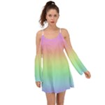 Pastel Rainbow Ombre Kimono Sleeves Boho Dress