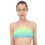 Pastel Rainbow Ombre High Neck Bikini Top