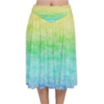 Rainbow Ombre Texture Velvet Flared Midi Skirt