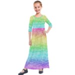 Rainbow Ombre Texture Kids  Quarter Sleeve Maxi Dress