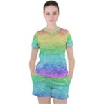 Rainbow Ombre Texture Women s Tee and Shorts Set