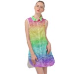 Rainbow Ombre Texture Sleeveless Shirt Dress